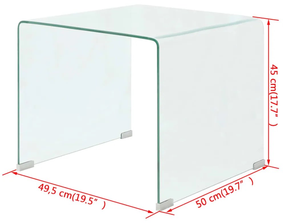 vidaXL Τραπεζάκι Σαλονιού Διάφανο 49,5 x 50 x 45 εκ. από Ψημένο Γυαλί