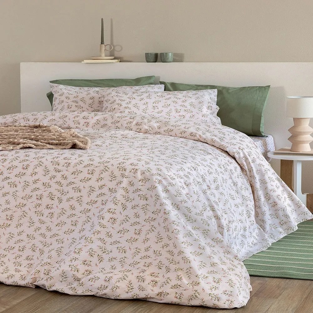 Παπλωματοθήκη FL6257 (Σετ 3τμχ) Pink-Green Palamaiki Queen Size 240x250cm 100% Βαμβάκι
