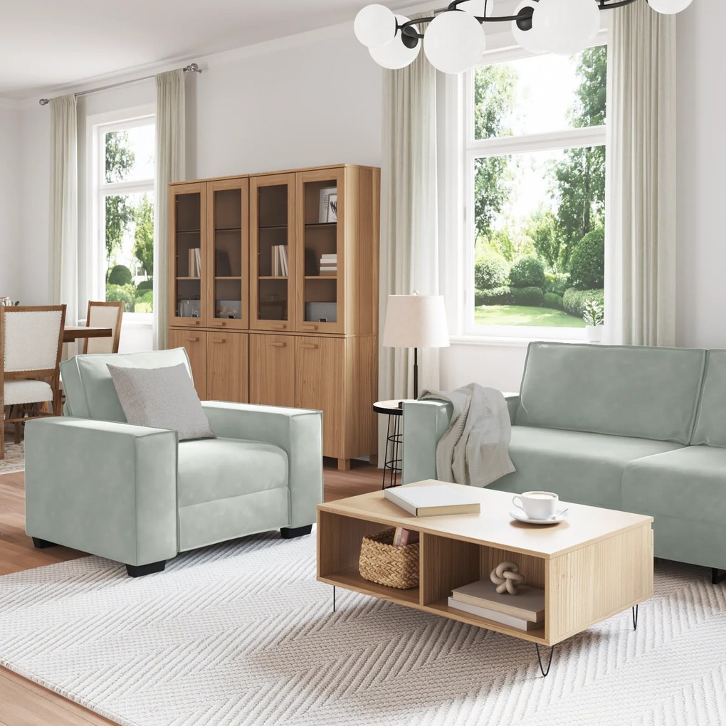 vidaXL Σετ Καναπέ με μαξιλάρι 3 pcs Γκρι 220 x 78 x 84 εκ. Βελούδο