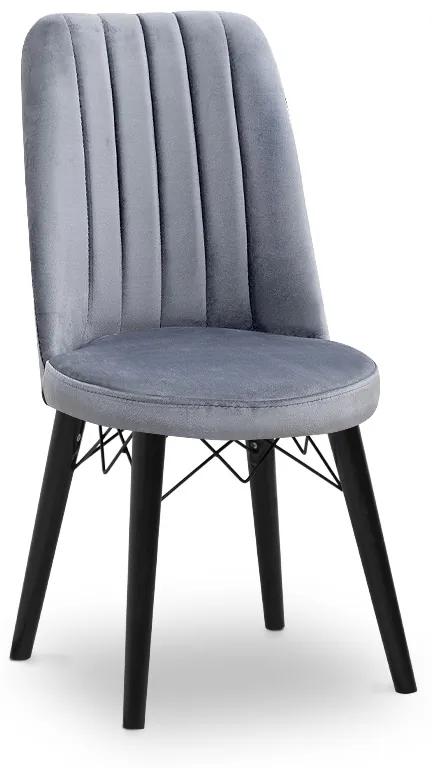 Καρέκλα τραπεζαρίας Alegra  από βελούδο χρώμα γκρι - μαύρο πόδι 46x44x91ε