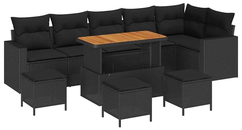 vidaXL Σετ Καναπέ Κήπου 10 pcs Μαύρο συνθετικό ρατάν