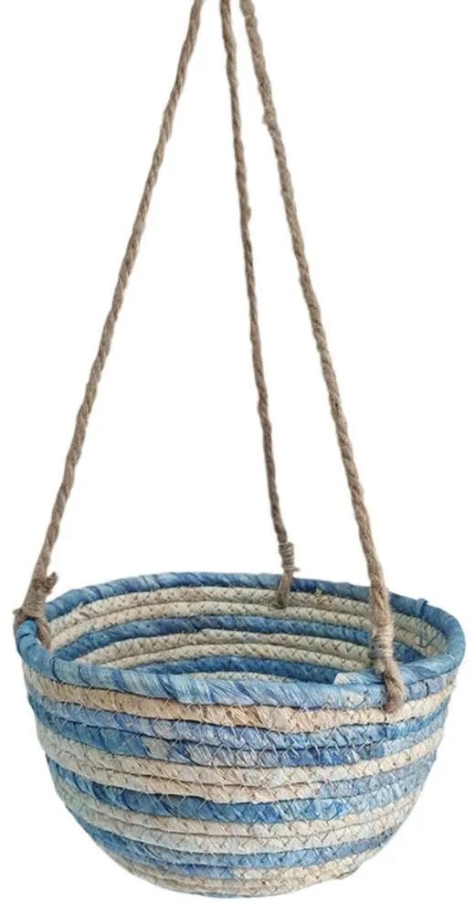 Καλάθι 00.06.61247 22x12cm Ψάθινο Cream-Blue Mat