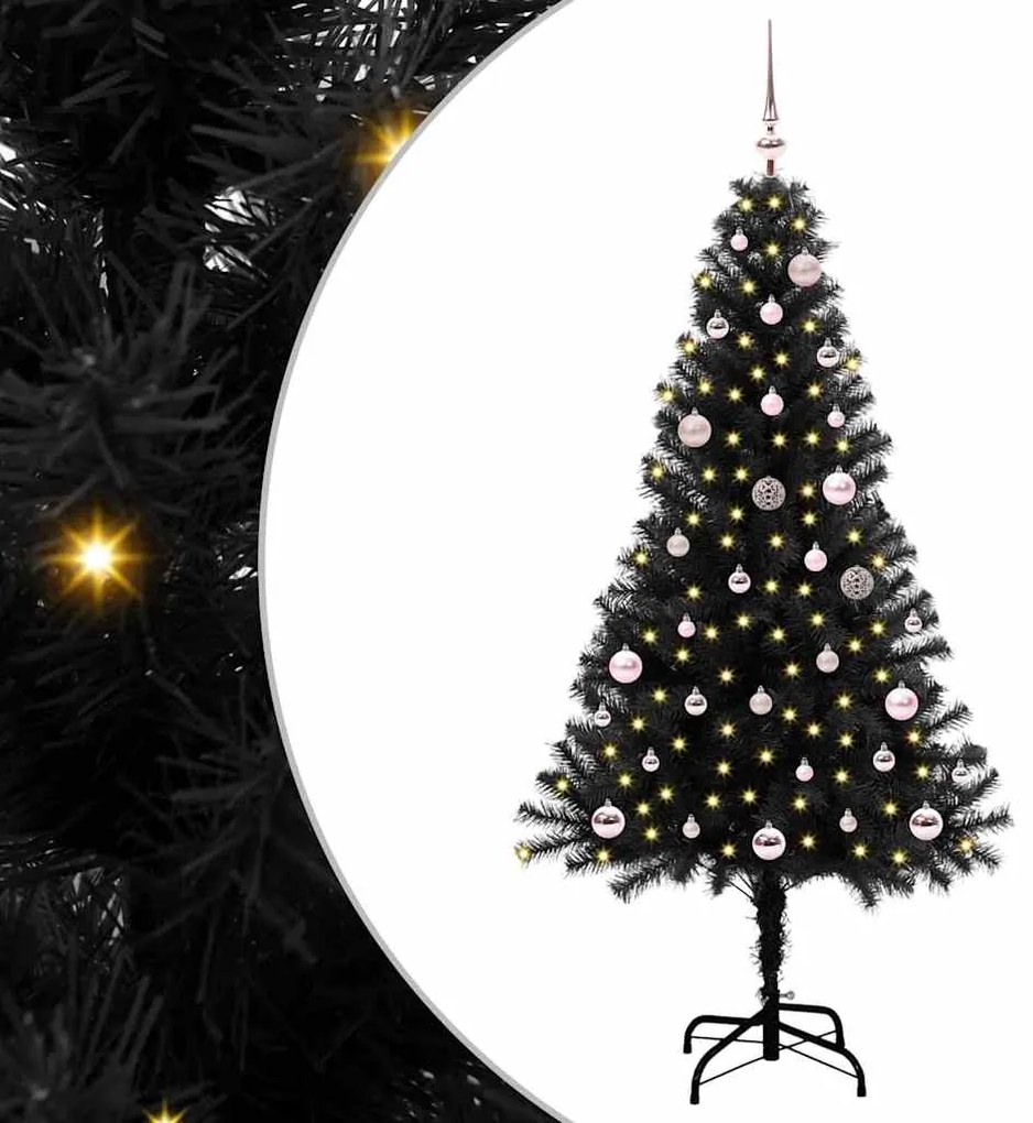 vidaXL Χριστουγεννιάτικο Δέντρο με 150 LED με βάση Μαύρο 150 cm PVC