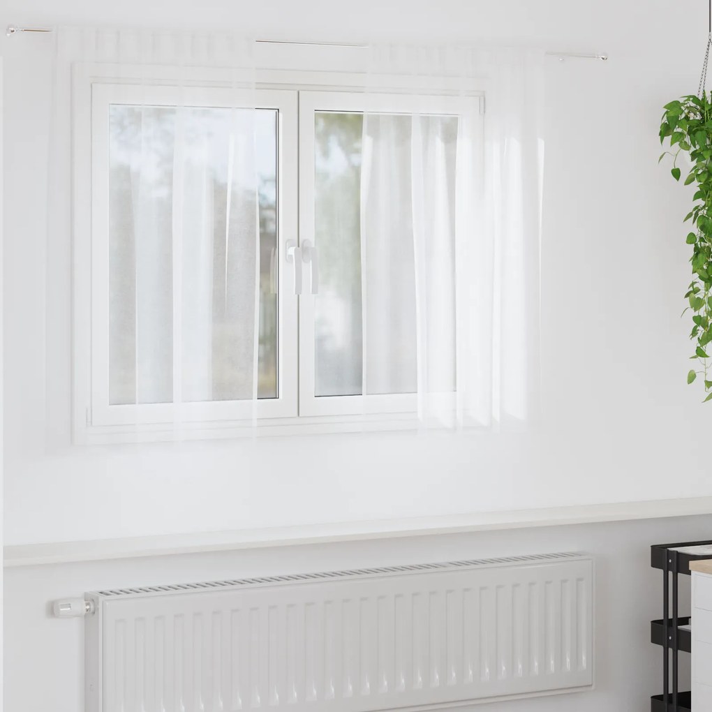 vidaXL Κουρτίνες με κουρτίνες 2 pcs Λευκό 140 x 140 εκ. Πολυεστέρας