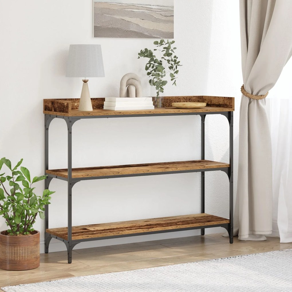 vidaXL Κονσόλα από Ξύλο με Διαστάσεις 100x30x80 εκ., Από Μηχανικά Ξύλα και Σίδερο