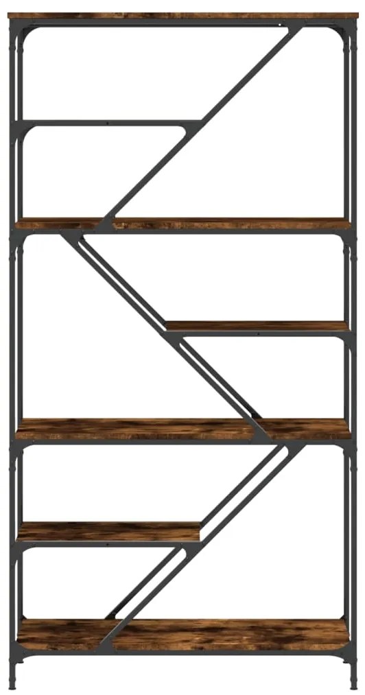vidaXL Βιβλιοθήκη Καπνιστή Δρυς 91 x 36 x 176 εκ. Επεξεργ. Ξύλο/Ατσάλι