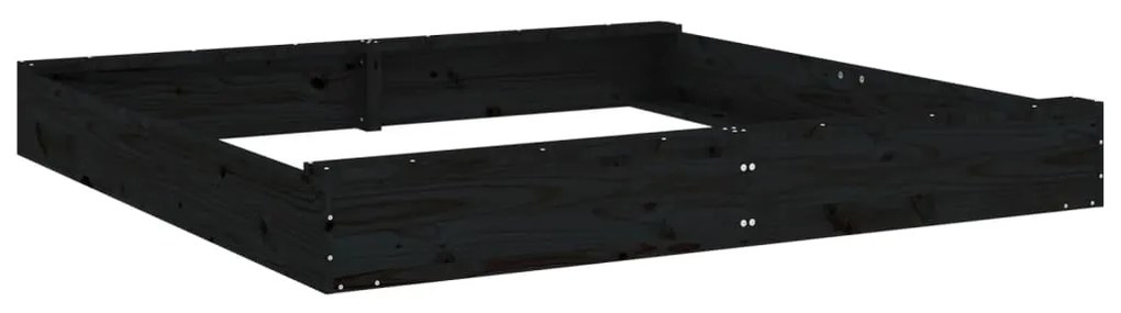 vidaXL Αμμοδόχος με Καθίσματα Μαύρη Τετράγωνη από Μασίφ Ξύλο Πεύκου