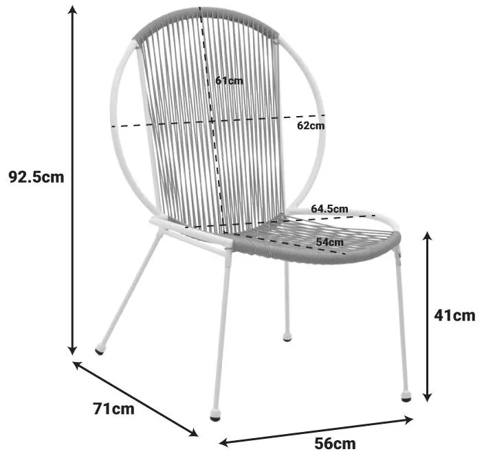 Καρέκλα κήπου Dapper μαύρο μέταλλο-pe μαύρο 64.5x74.5x76εκ 64.5x71x92.5 εκ.