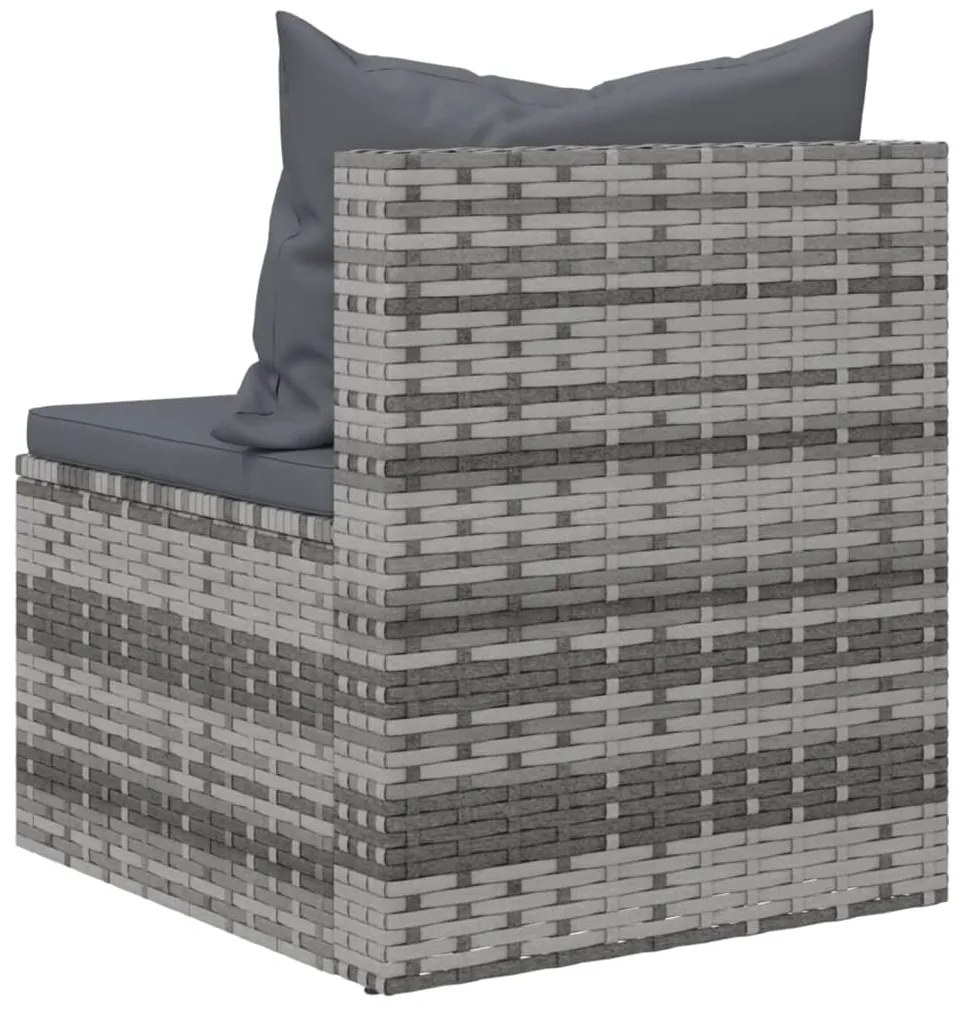 vidaXL Καναπέδες Κήπου Μεσαίοι 2 τεμ. Γκρι Συνθ. Ρατάν με Μαξιλάρια