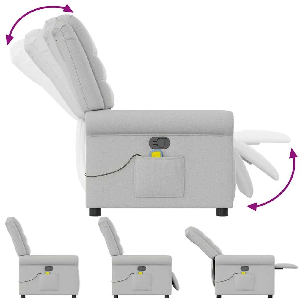 vidaXL καρέκλα ανάκλισης μασάζ Cloud Grey Fabric