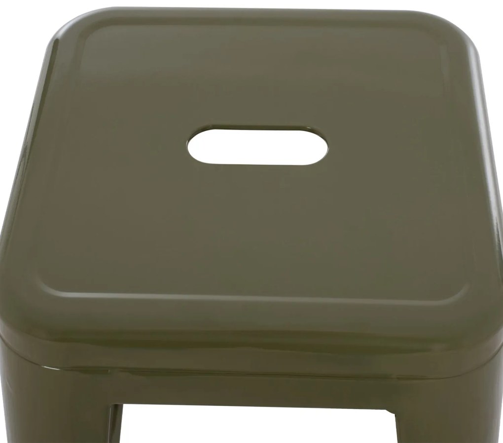 Σκαμπό Bar Μεταλλικό Melita Σε Dark Olive Green 43x43x78 Εκ.