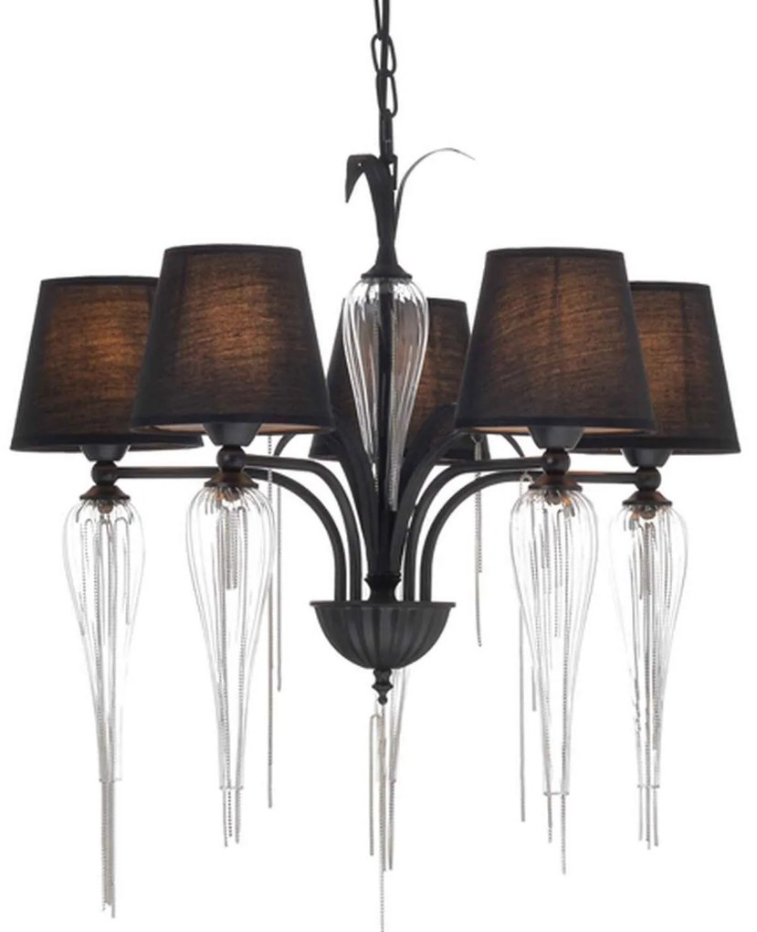 Πολύφωτο Φωτιστικό Οροφής EG170305PBCH Black Metal, Glass, Fabric