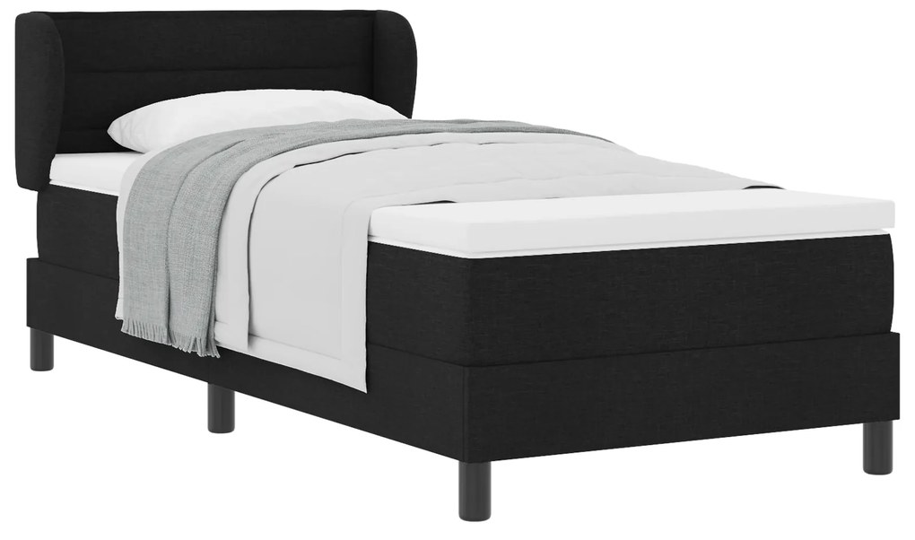 vidaXL Κρεβάτι Box Spring με Στρώμα Μαύρο 100x200 εκ. Υφάσματος