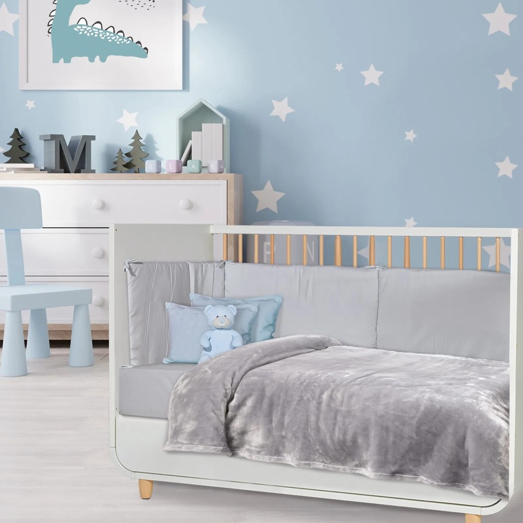 Κουβέρτα Βελούτε Λίκνου 80x110 Relax 1342 Γκρι 5204850230319