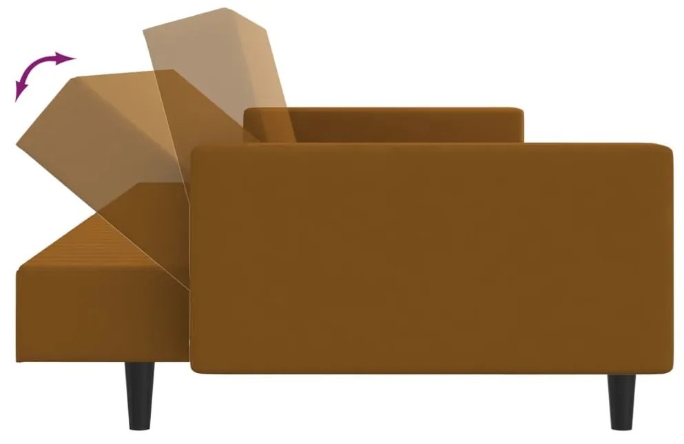 Καναπές Κρεβάτι Διθέσιος Καφέ Βελούδινος - Καφέ