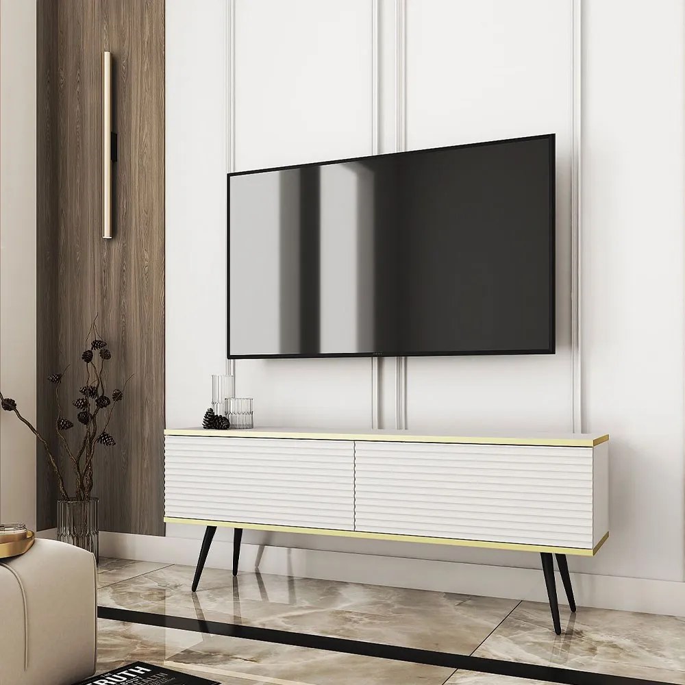 Έπιπλο Τηλεόρασης Oro P_ORO_STVb_MDF_BL 135x32x53cm White-Black