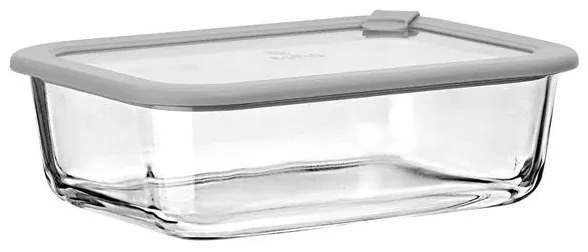 Estia Φαγητοδοχείο Από Βοριοπυριτικό Γυαλί ColorSeal 1050ml 21.6x16.5x7.4cm Με Καπάκι Σιλικόνης Γκρι 01-26424