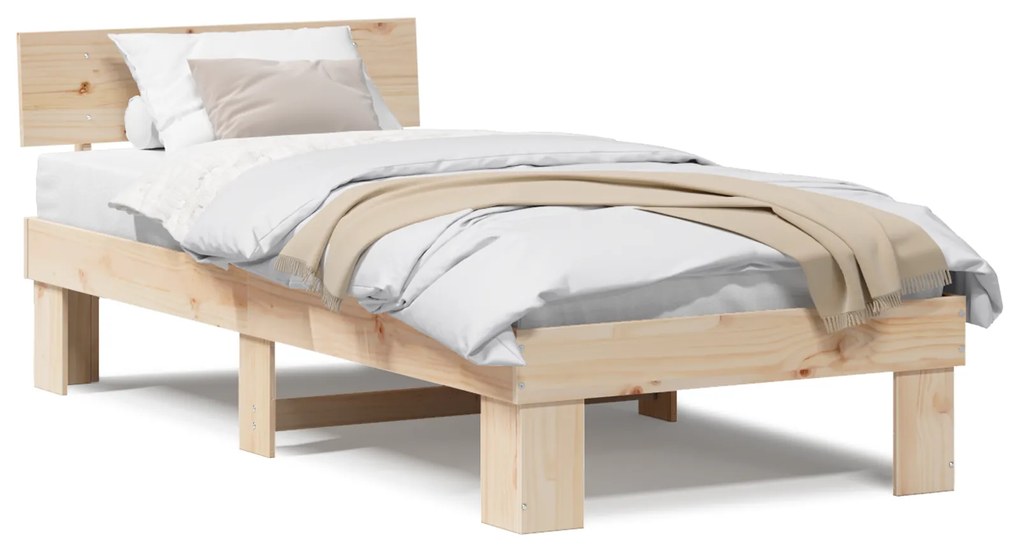 vidaXL Σκελετός Κρεβατιού Καφέ 90 x 190 cm Συμπαγές ξύλο πεύκου