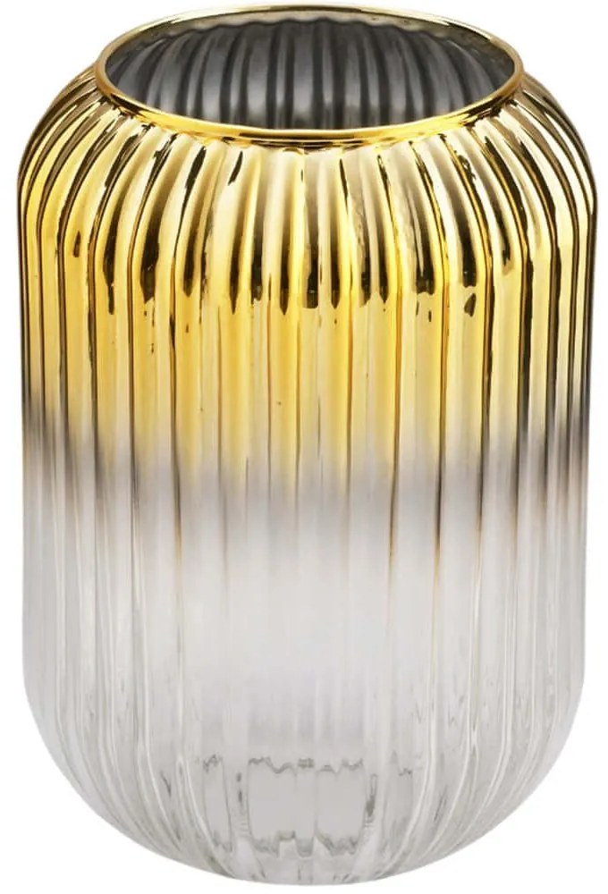 Βάζο Line 329SBL1103 10x20x10cm Clear-Gold Aberto Design Γυαλί