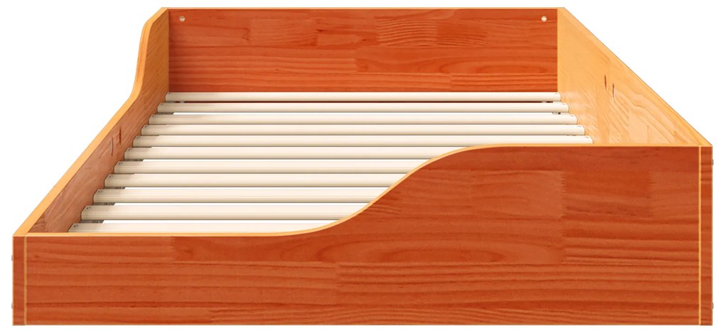 vidaXL Κρεβάτι δαπέδου Καφέ κεριού 75 x 190 cm Συμπαγές ξύλο πεύκου