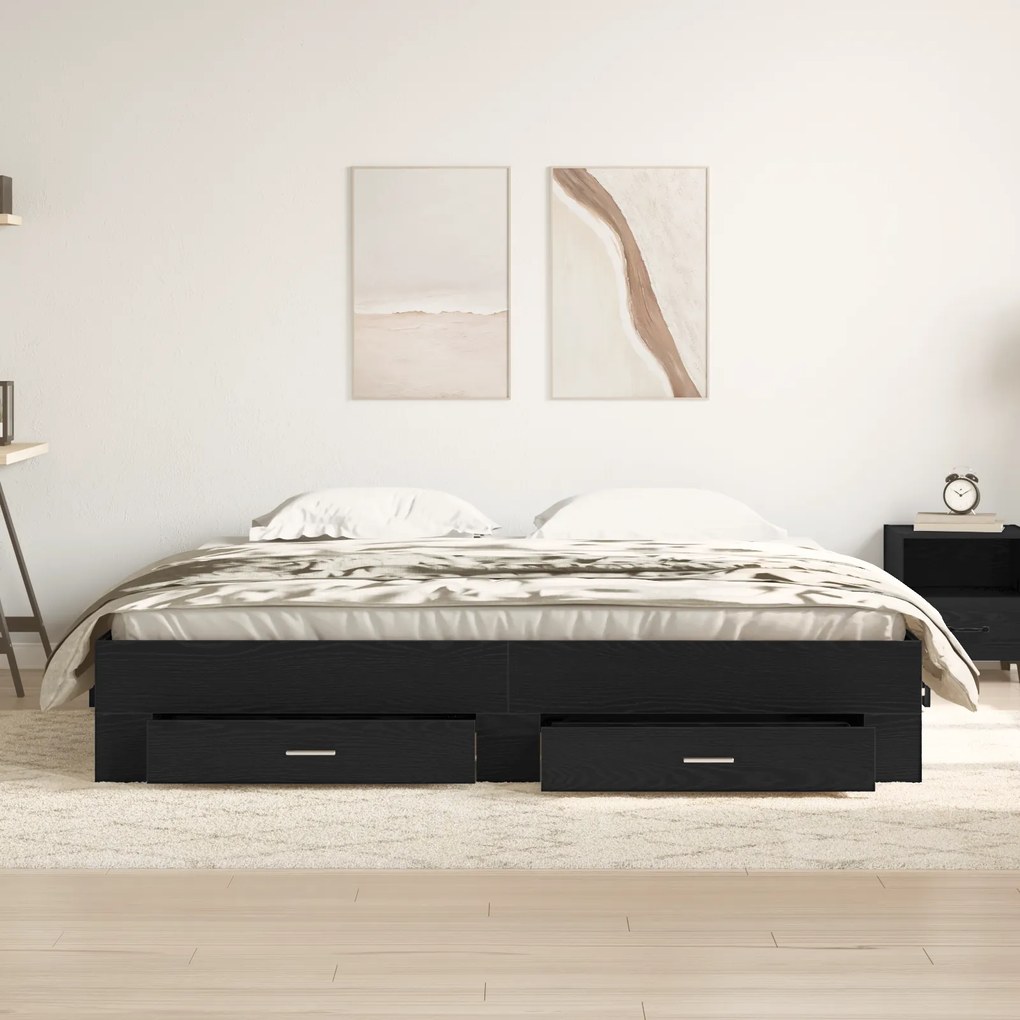 vidaXL Κρεβάτι με Συρτάρια Μαύρη Δρυς 180x200 εκ Επεξεργασμένο Ξύλο