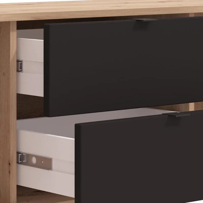 Έπιπλο τηλεόρασης Mayenne 157 3K2F2V Artisan Oak - Μαύρο Ματ 157x40x55 εκ. 157x40x55 εκ.