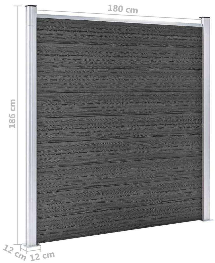 Σετ Πάνελ Περίφραξης Μαύρο 1391 x 186 εκ. από WPC - Μαύρο