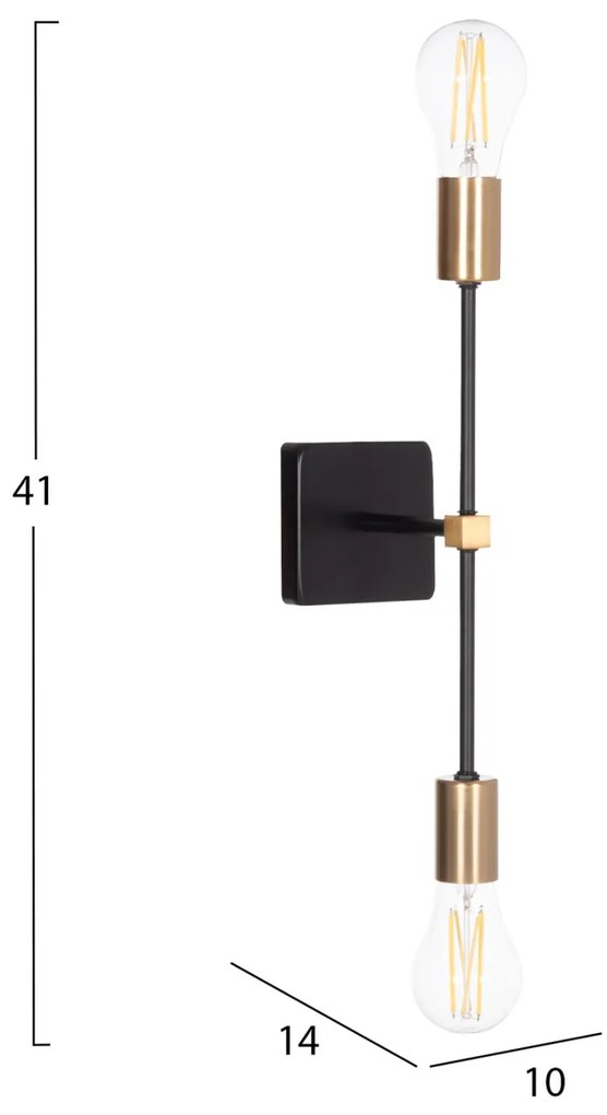 Απλίκα Τοίχου SABER2 C4465 Μέταλλο Μαύρο - Χρυσό 10x14x41Υ εκ. 10x14x41 εκ.