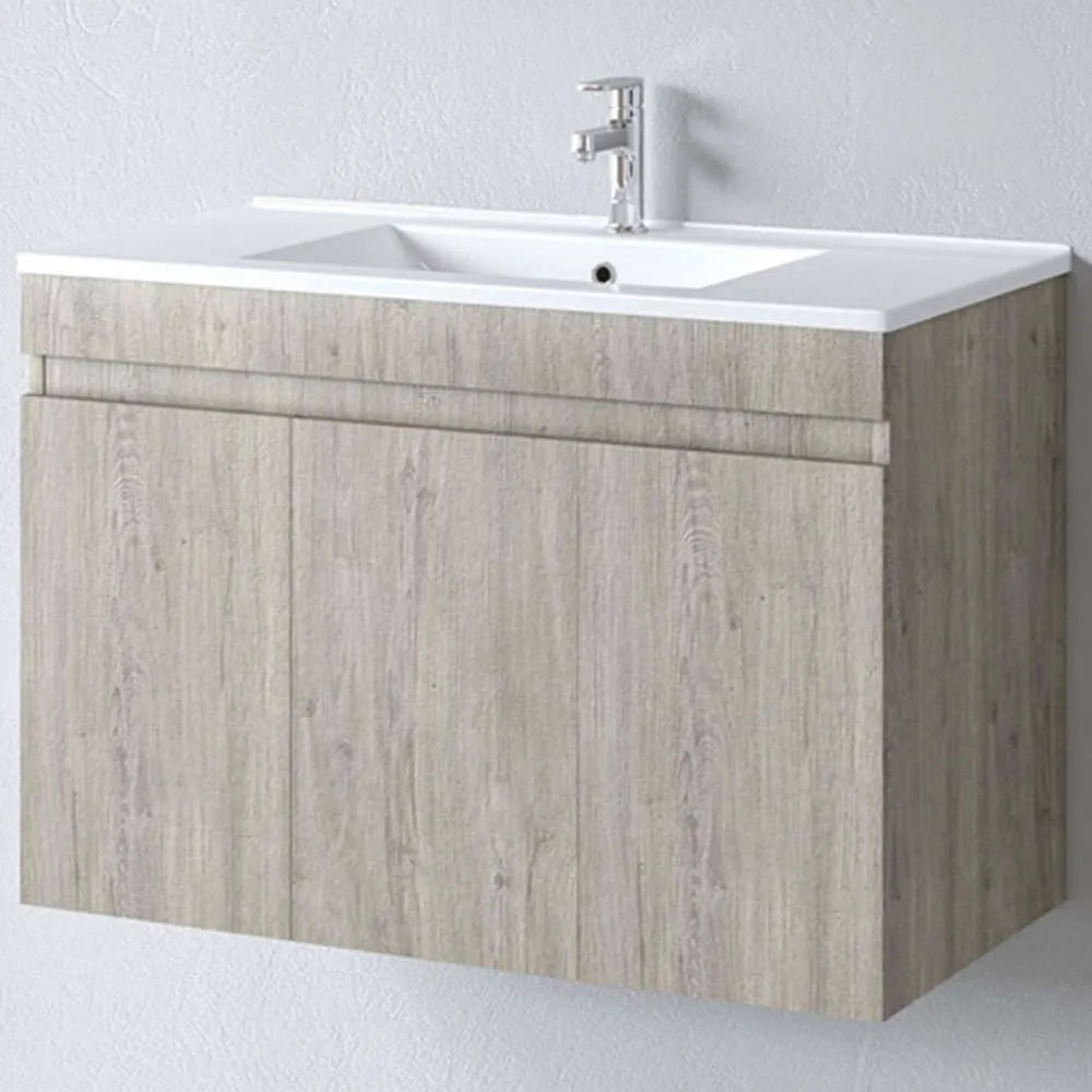 Έπιπλο Μπάνιου Πάγκος Με Νιπτήρα Omega S3BOM090BO0 90x45x60cm Beige Oak Porcelain,Melamine