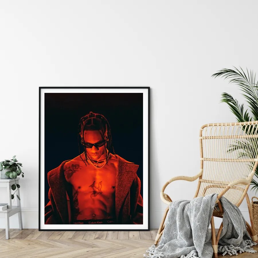 Πόστερ &amp; Κάδρο Travis Scott PRT030 30x40cm Μαύρο Ξύλινο Κάδρο (με πόστερ)