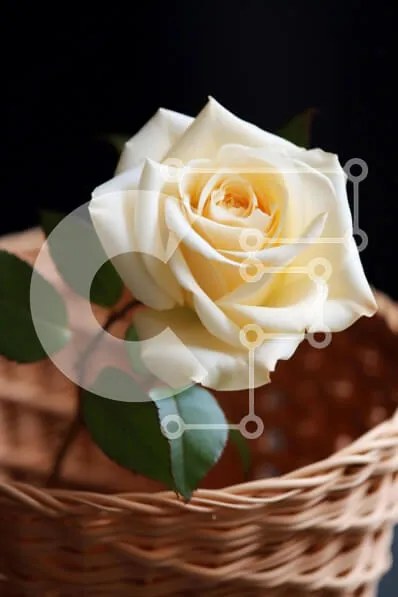 Σετ των 2 Intra Συλλεκτικό Ξύλινο Παζλ Plywood 4mm - Μονό λευκό τριαντάφυλλο σε ψάθινο καλάθι Σε Ξύλινο Κουτί - Διαστάσεις: 10x10 cm – 25 κομμάτια