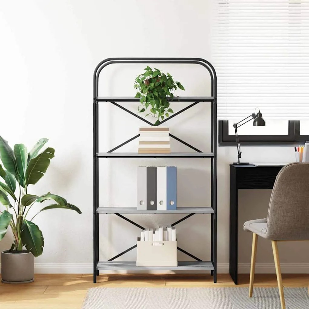 vidaXL Ράφι Βιβλίων Γκρίζο Σονομα 80 x 30 x 146 εκ Επεξεργασμένο ξύλο