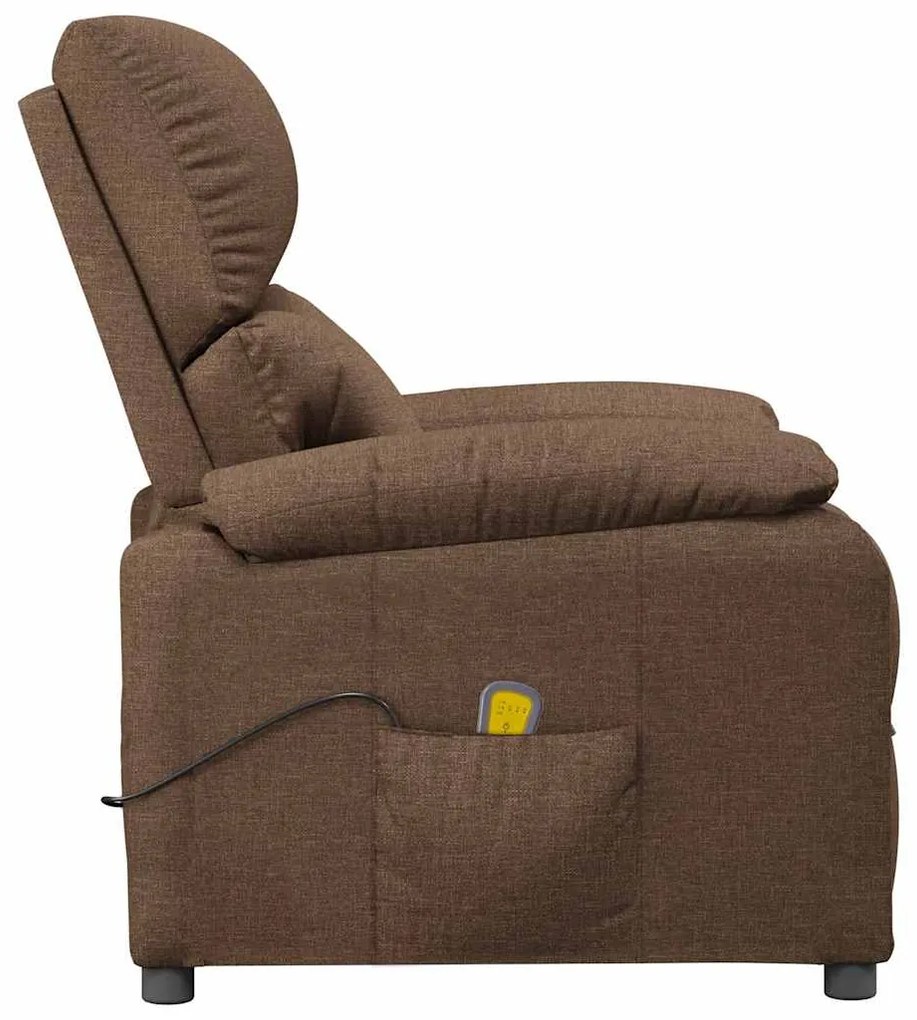 vidaXL Πολυθρόνα Μασάζ Καφέ Υφασμάτινη