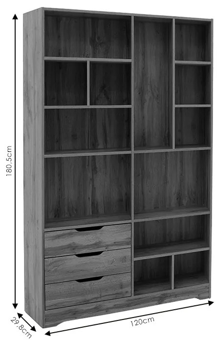 Βιβλιοθήκη Lucinda pakoworld oak 120x29.8x180.5εκ