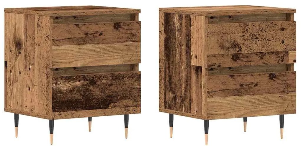 vidaXL Κομοδίνο 2 pcs Παλαιό ξύλο 40 x 35 x 50 εκ. Επεξεργασμένο ξύλο