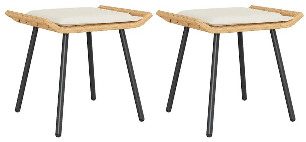 vidaXL Σκαμπό Κήπου με μαξιλάρι 2 pcs Καφέ 50 x 40 x 45εκ Πολυεστέρας