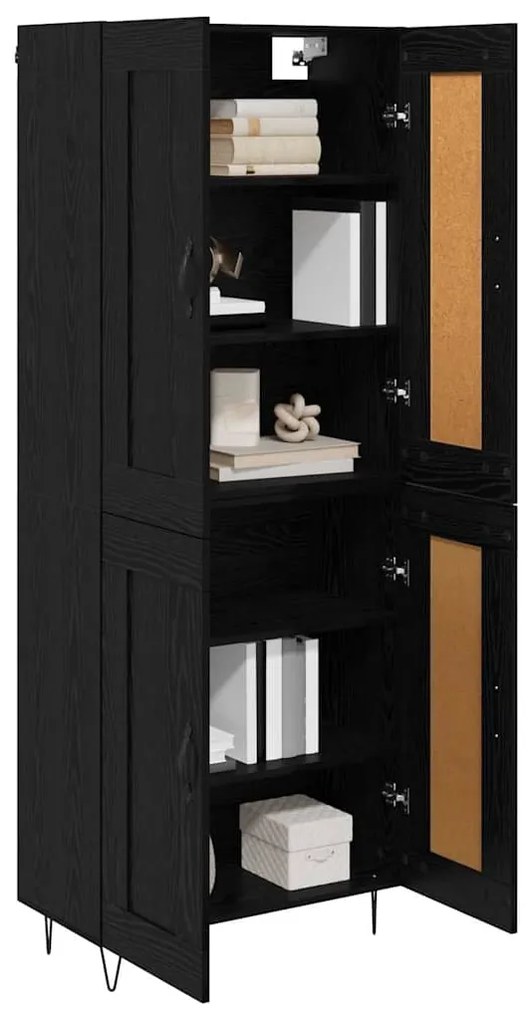 vidaXL Highboard Μαύρη Οξυά 69,5 x 34 x 180 εκ. Επεξεργασμένο ξύλο
