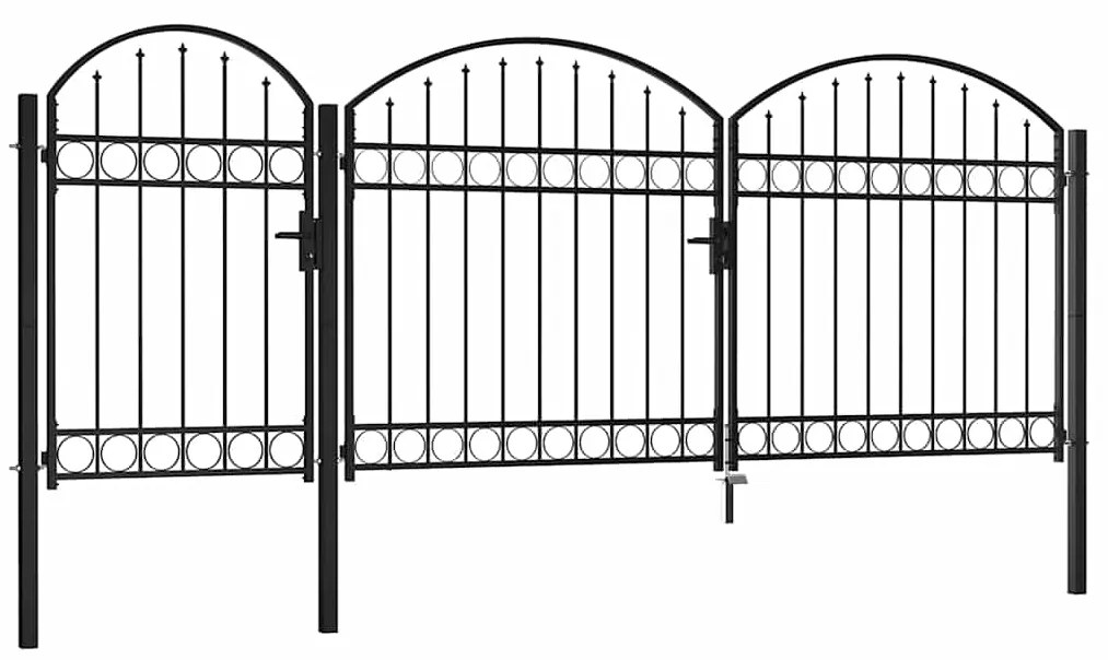 vidaXL Καγκελόπορτα με Αψιδωτή Κορυφή Μαύρη 2,25 x 4 μ. Ατσάλινη