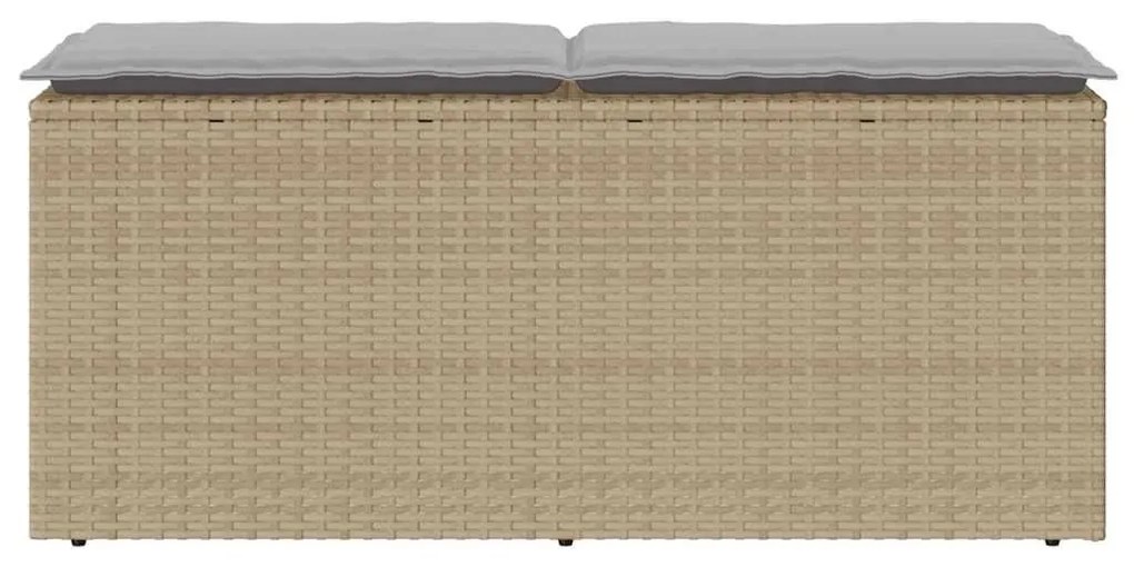 Πάγκος κήπου με μαξιλάρι Μπεζ 110x40x44 cm Πολυ μπαστούνι - Μπεζ