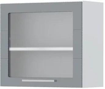 Ντουλάπι κρεμαστό Hudson V5-60-1KS με βιτρίνα-Λευκό - Γκρι