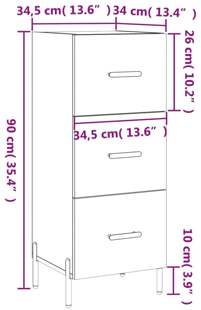 Ντουλάπι Γυαλιστερό Λευκό 34,5x34x90 εκ. Επεξεργασμένο Ξύλο - Λευκό