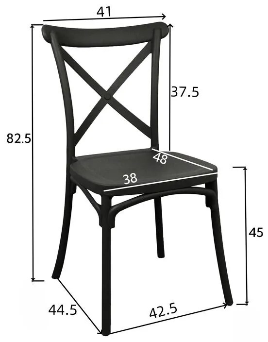 Καρέκλα Crossie pp σε μαύρη απόχρωση 38x46.5x82εκ 38x46.5x82 εκ.