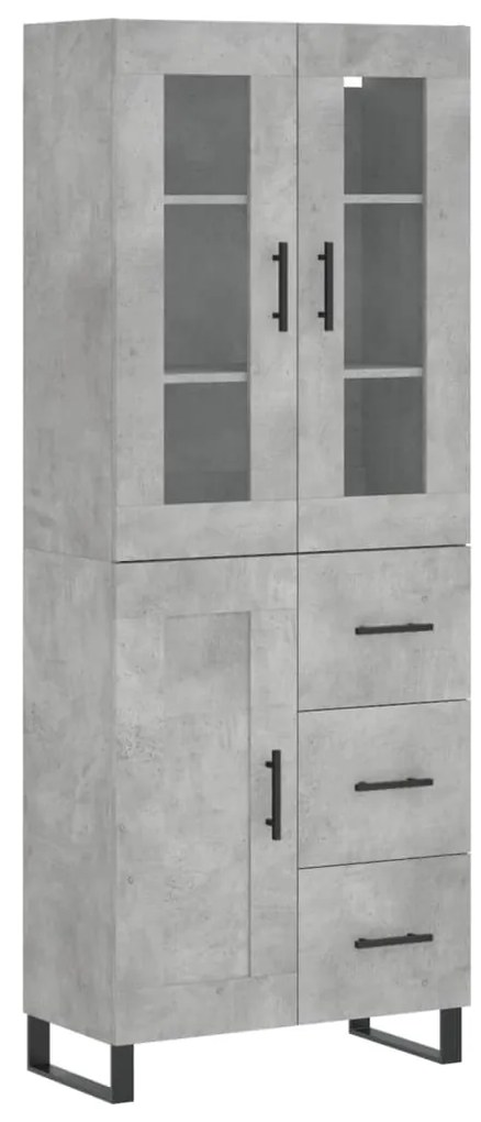 vidaXL Ντουλάπι Γκρι Σκυροδέματος 69,5x34x180 εκ. Επεξεργασμένο Ξύλο
