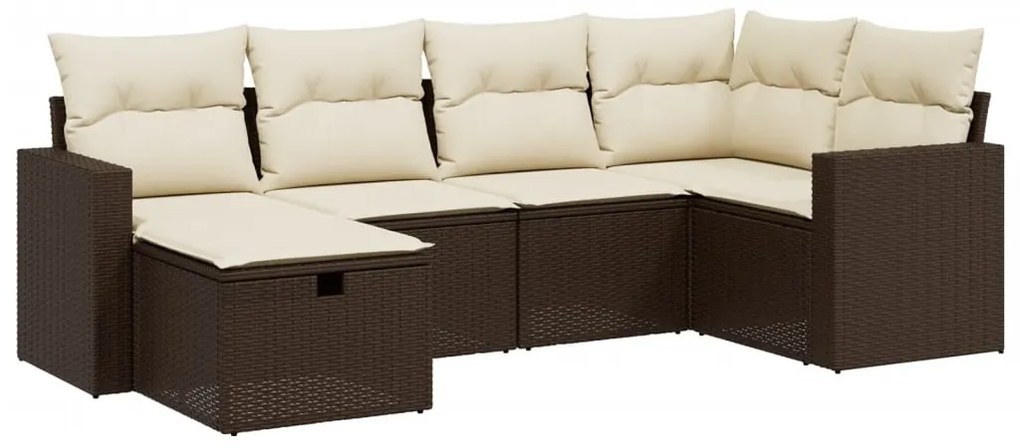 vidaXL Σαλόνι Κήπου Σετ 6 Τεμαχίων Καφέ Συνθετικό Ρατάν με Μαξιλάρια