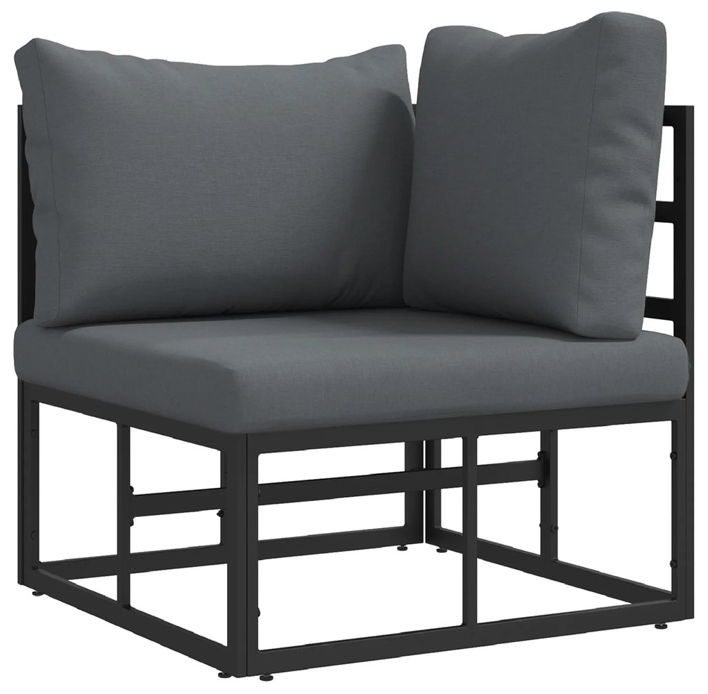vidaXL Σετ Καναπέ Κήπου 3 pcs Μαύρο 211.5 x 71.5 x 71 εκ Αλουμίνιο