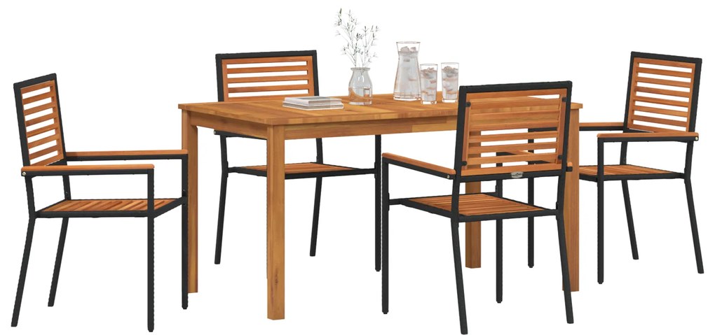 vidaXL Σετ Εξωτερικής Τραπεζαρίας 5 pcs Μαύρο 140 x 80 x 74 cm