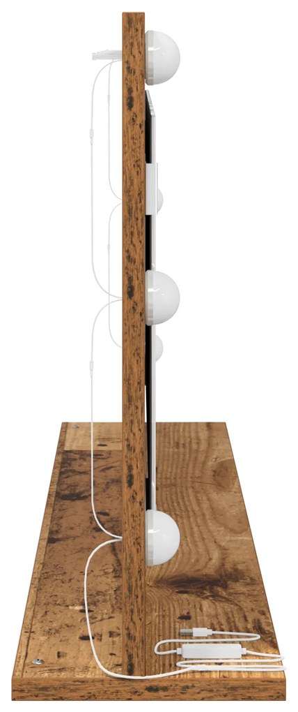 vidaXL Καθρέφτης Vanity με LED Φώτα Παλιό Ξύλο 100x45x18 εκ.