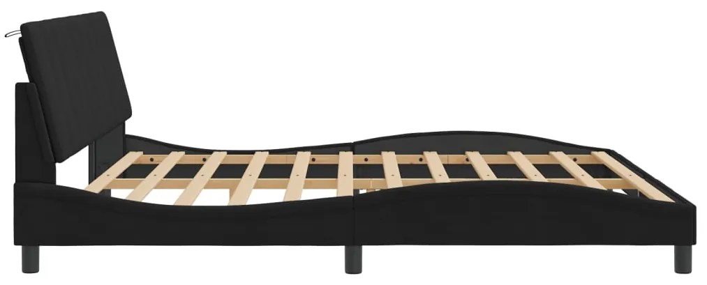 vidaXL Πλαίσιο Κρεβατιού με LED χωρίς Στρώμα Hanko Μαύρο 200 x 200 εκ. Βελούδινο