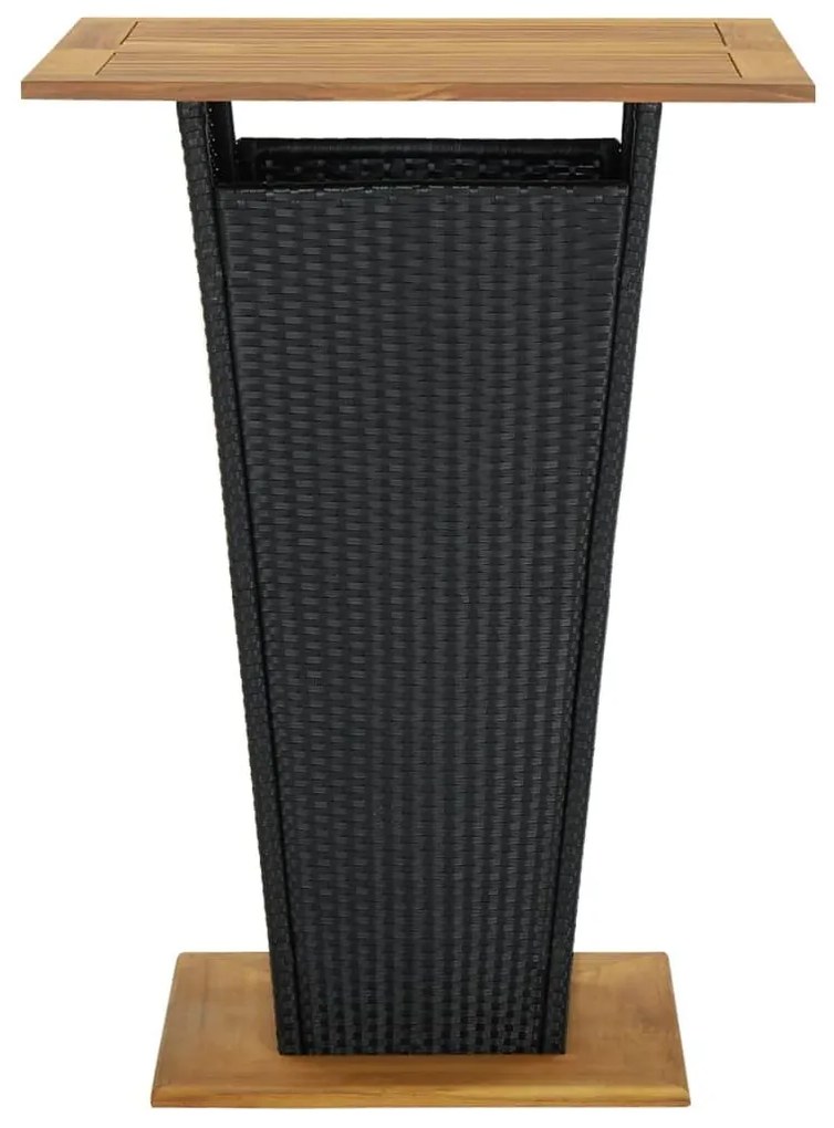 Τραπέζι Μπαρ Μαύρο 80x80x110 εκ. Συνθετικό Ρατάν / Ξύλο Ακακίας - Μαύρο