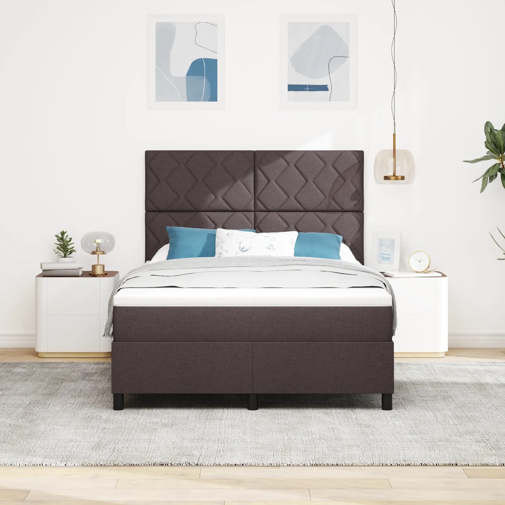 vidaXL Κρεβάτι με Στρώμα Καφέ 140x200 cm Υφασμάτινο